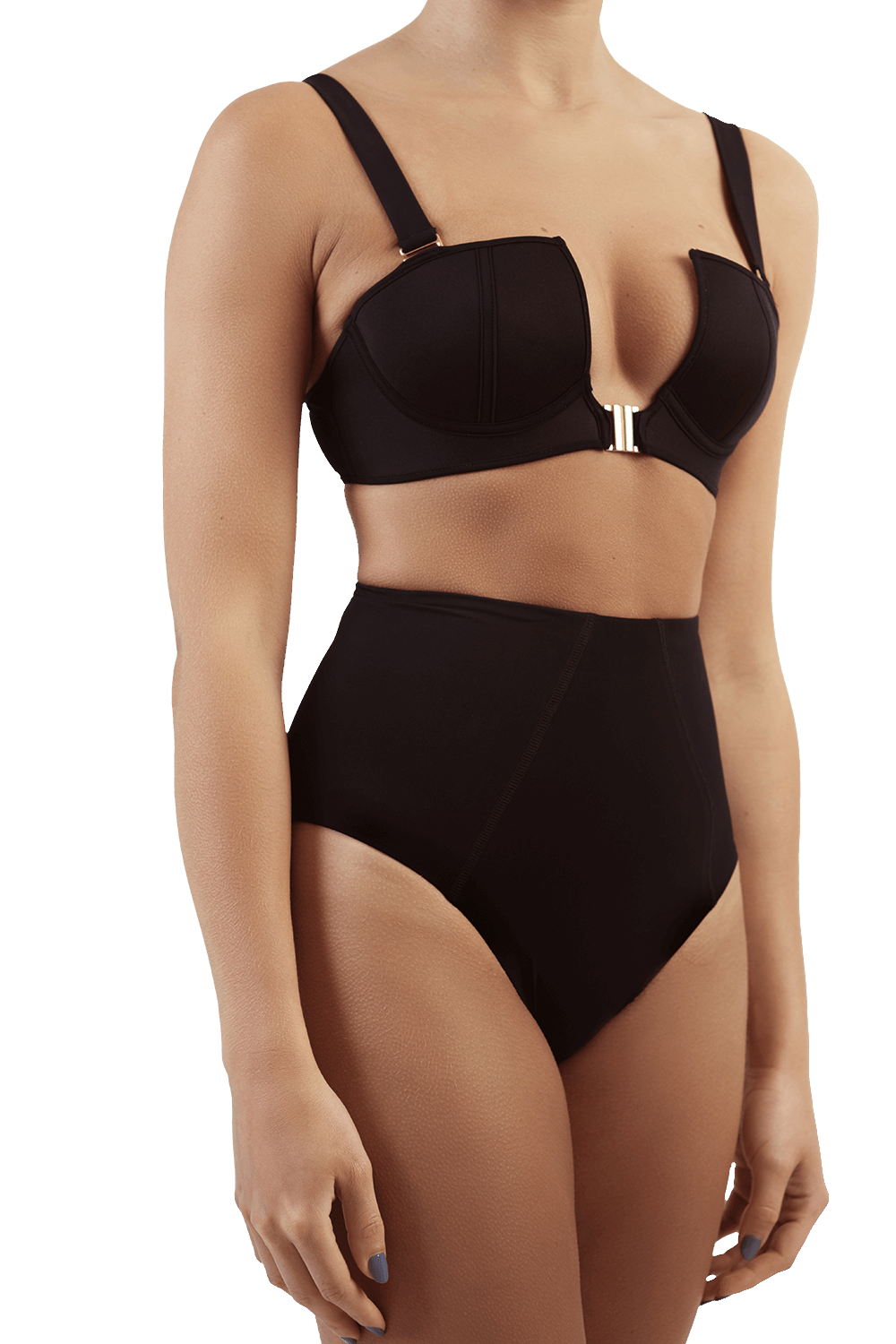 Allure black high waist bikini bottoms