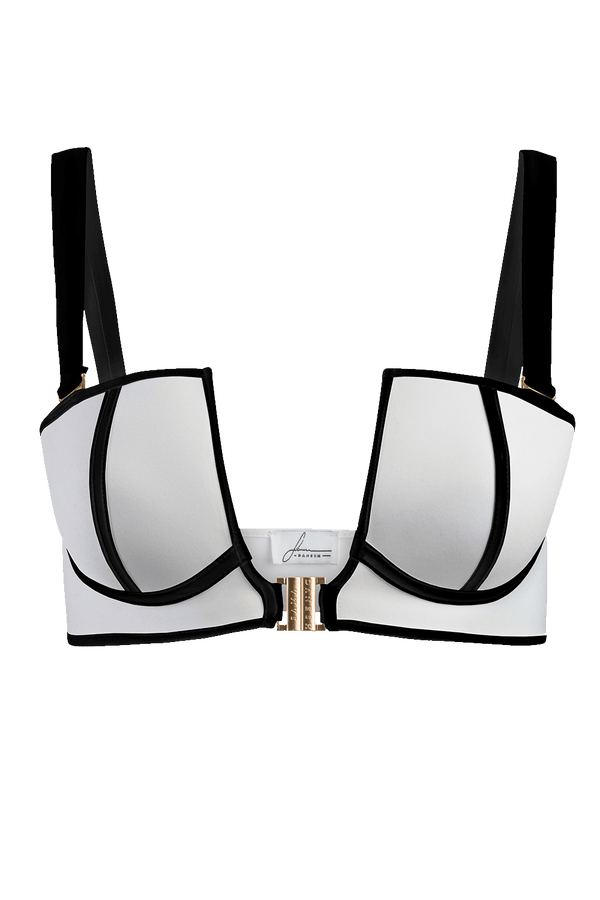 Allure white black bikini top
